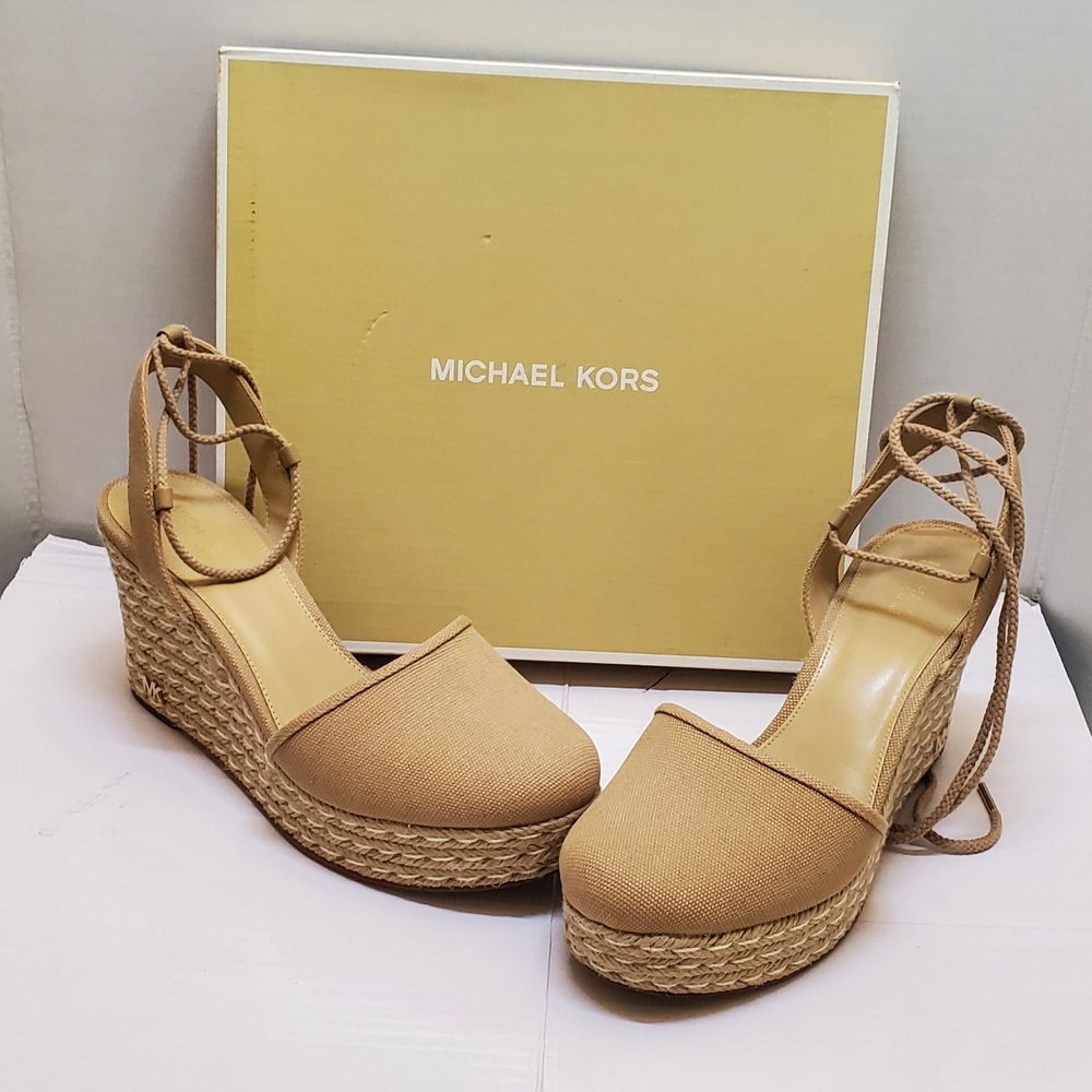 Michael Kors Tan Wedge Espadrilles